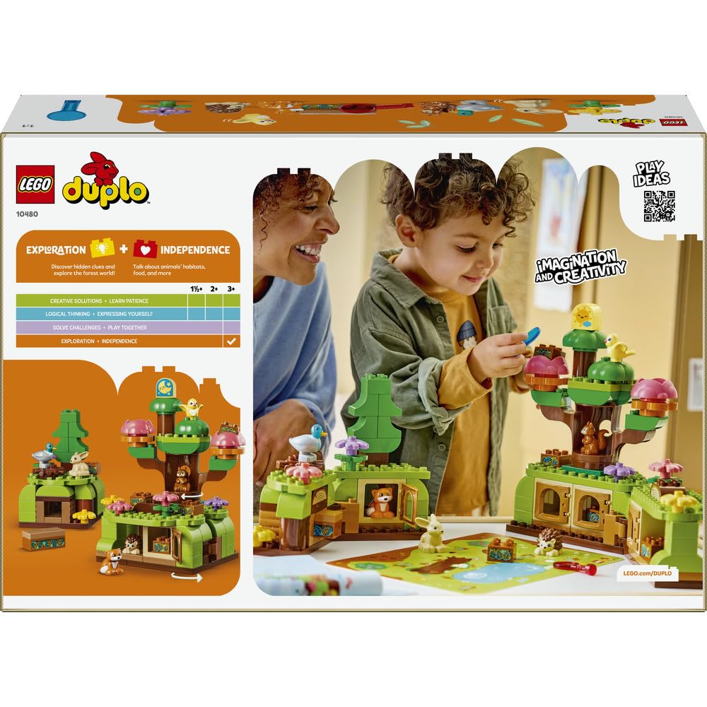 LEGO DUPLO Las odkrywców z dzikimi zwierzętami 10480 | leśne zwierzęta, klocki dla 3-latka, prezent dla dziewczynki i chłopca 3+, figurki zwierząt, 131 elementów