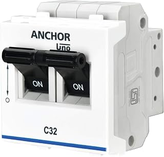 ANCHOR by Panasonic UNO Mini Penta Modular 32 Amp Double Pole C Curve MCB Double Pole 32A MCB (65994)