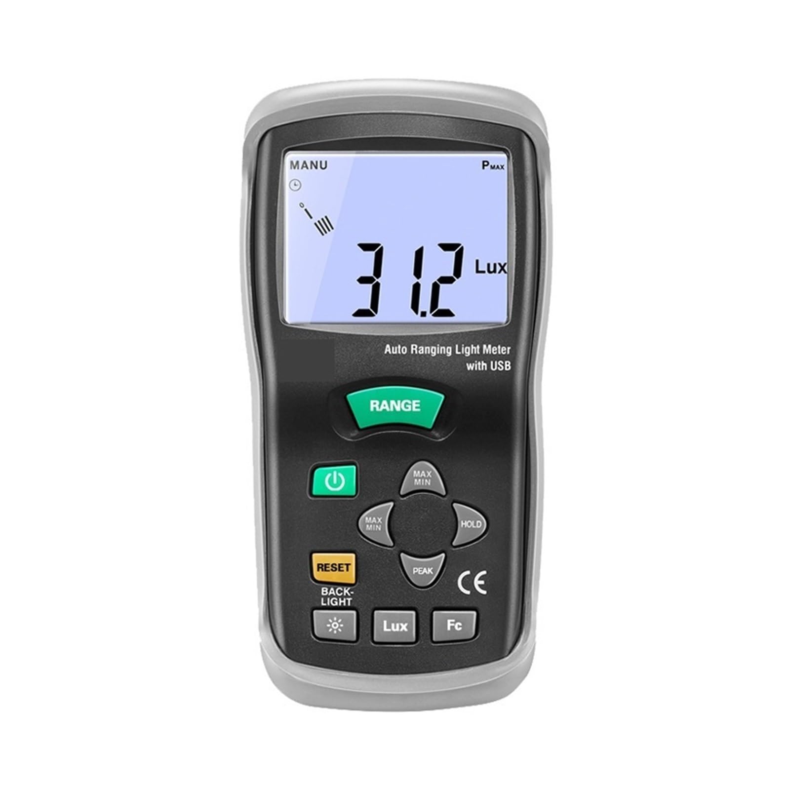 Medidor De Iluminancia Medidor De Luz Interfaz USB Prueba De Brillo Fotómetro Medidor De Iluminación Pantalla LCD Retroiluminada Luxómetro ideal para medir la intensidad
