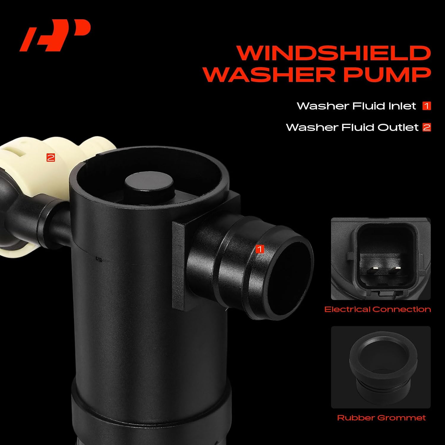 A-Premium Front or Rear Windshield Washer Pump Compatible with Kia Sorento 2016-2020, Sedona 2015-2021