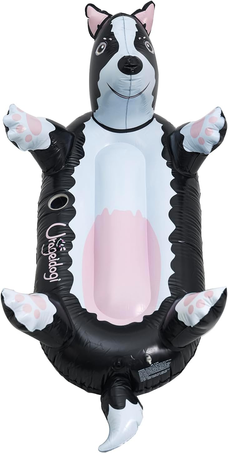 Summer Inflatable Black Dog Pool Float for Teens, Adults, and Pets