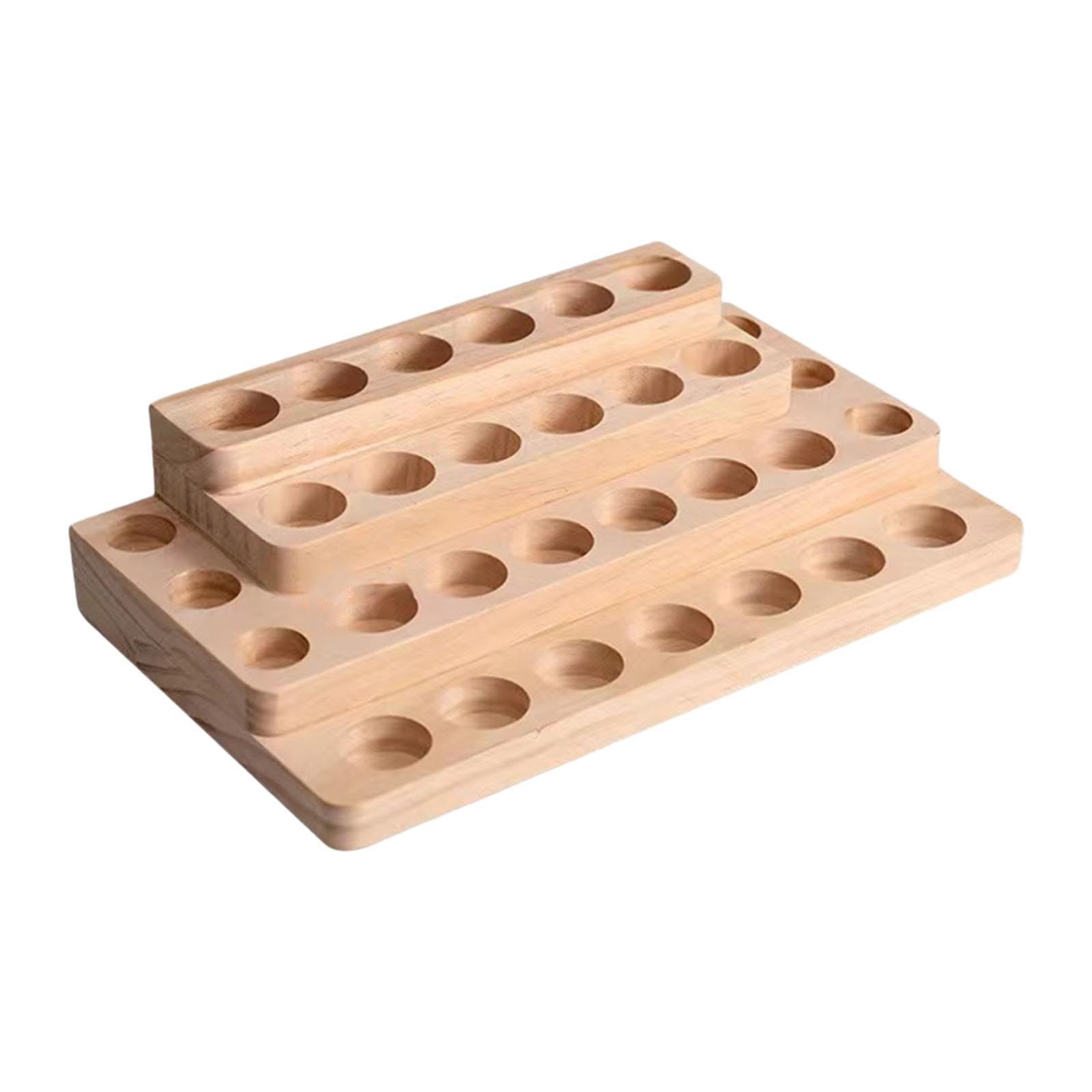 Rangement huiles essentielles bois anti-chute pour flacon et cosmétique