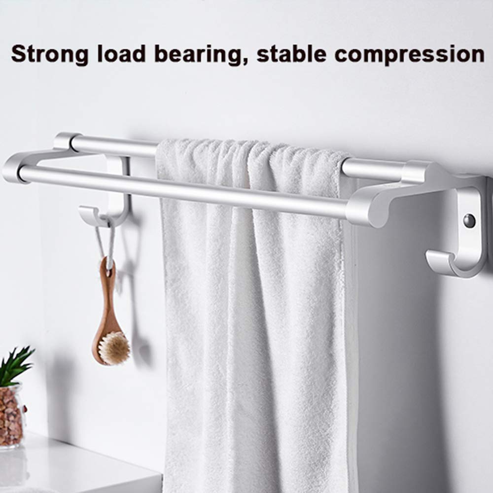 Estante de Toalla Multifunción Rack de Toallas Espacio de Aluminio Aluminio Almacenamiento de la Pared Batillo Montada Rail de Toalla (Barra Doble) Plata 40 cm