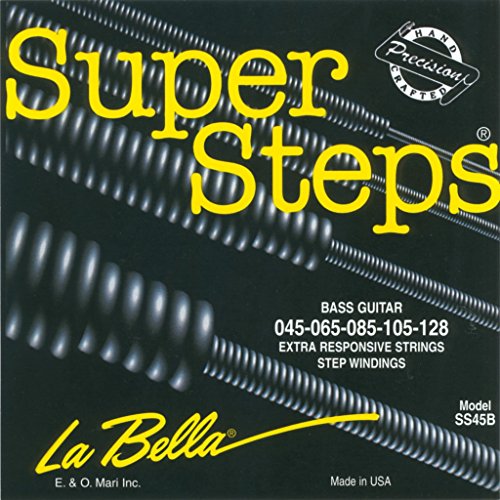 Labella SS45B Super Steps Série Pack de 5 Jeux de Cordes pour Guitare Basse 45/128 Extra Light - Les Beatles, Paul McCartney, John Lennon, RIngo Starr, George Harrison Labella SS45B Super Steps Série Pack de 5 Jeux de Cordes pour Guitare Basse 45/128 Extra Light