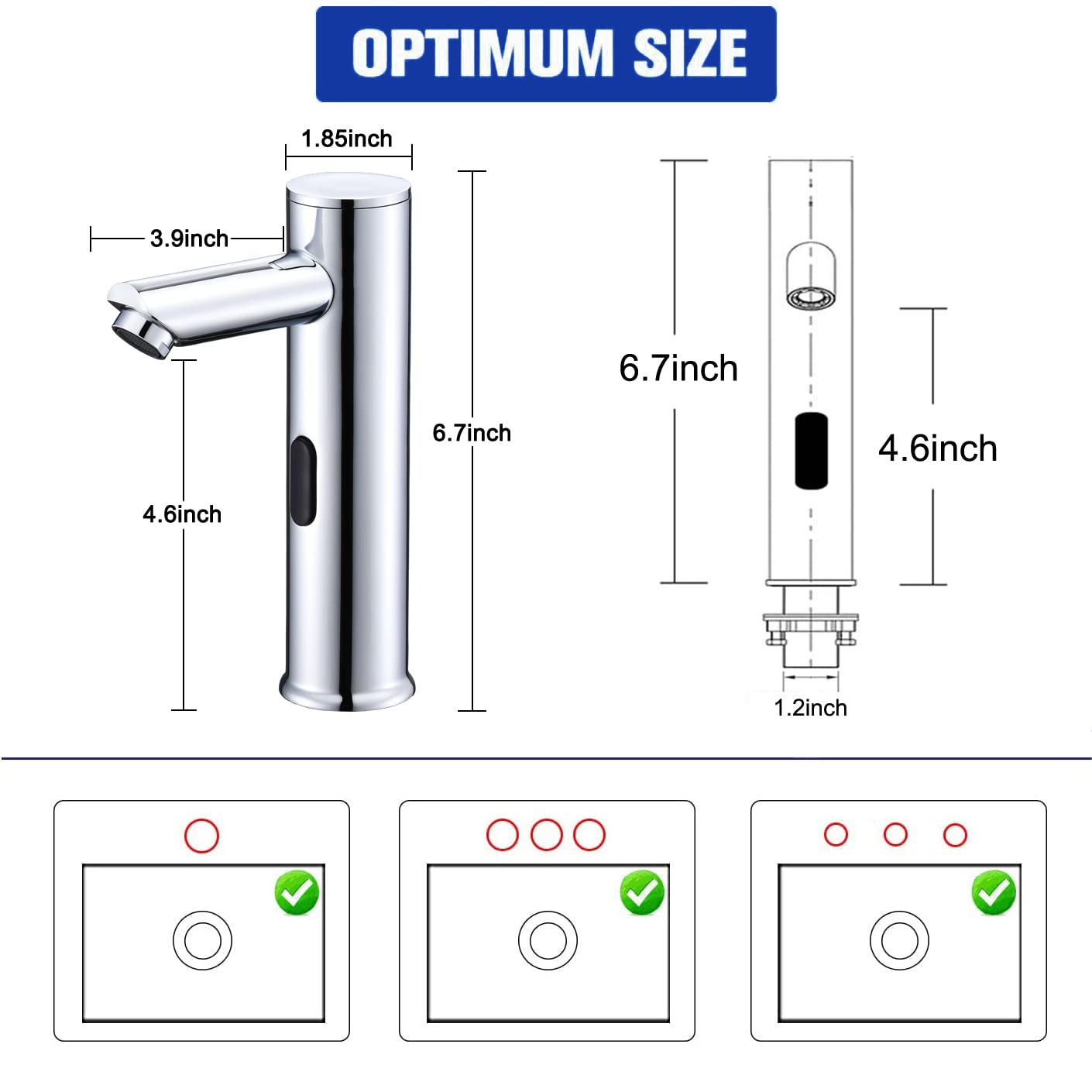 Grifo automático sin contacto con sensor de movimiento comercial, grifo de baño con placa de cubierta, grifos de tocador de cascada manos libres, grifo de agua para baño con caja de control y