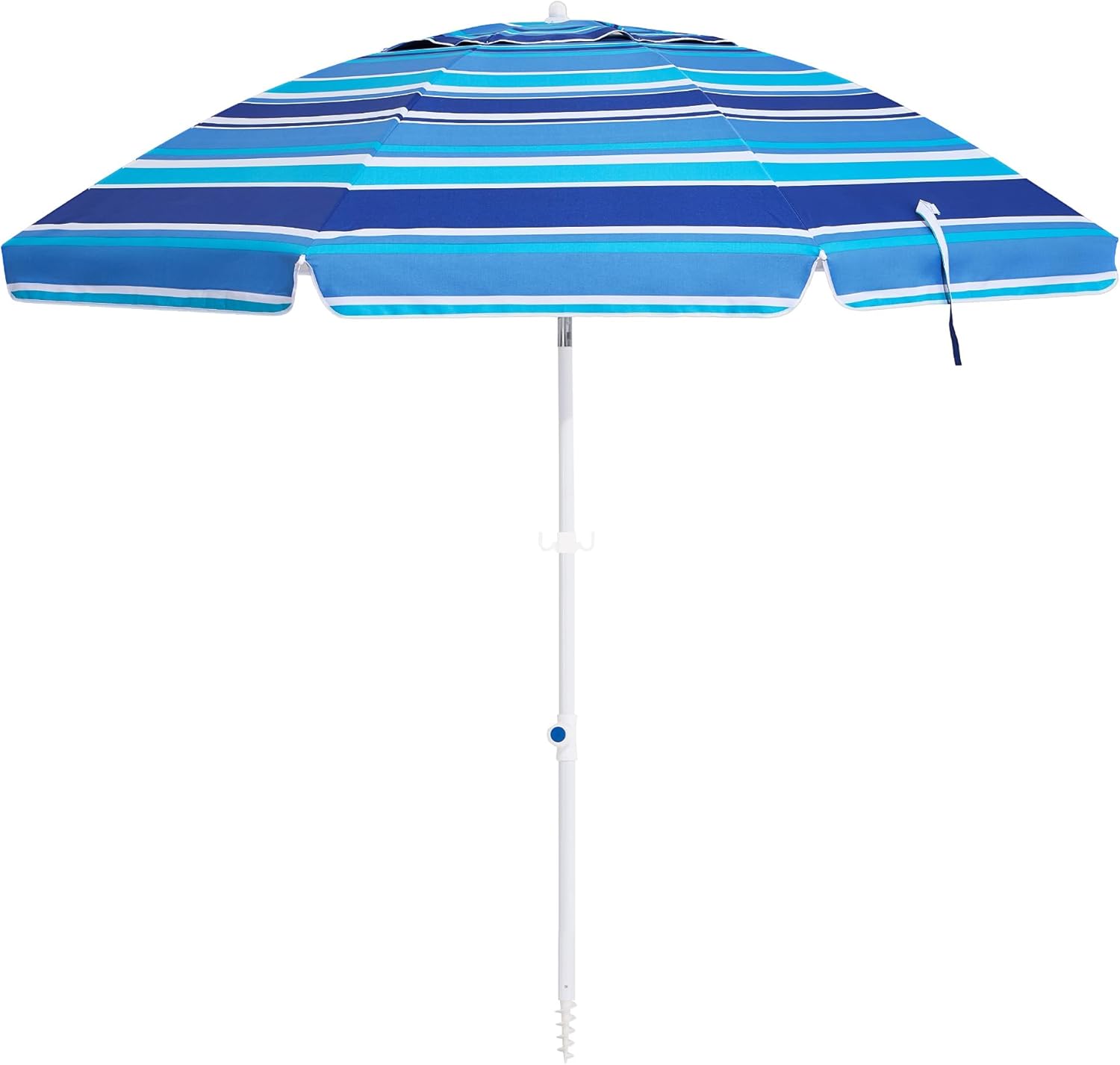 MEWAY 6.5ft Beach Umbrella with Sand Anchor & Tilt Mechanism, Portable UV 50+ Protection, Outdoor Sunshade Umbrella with Carry Bag, for Garden Beach Outdoor(Green stripes)