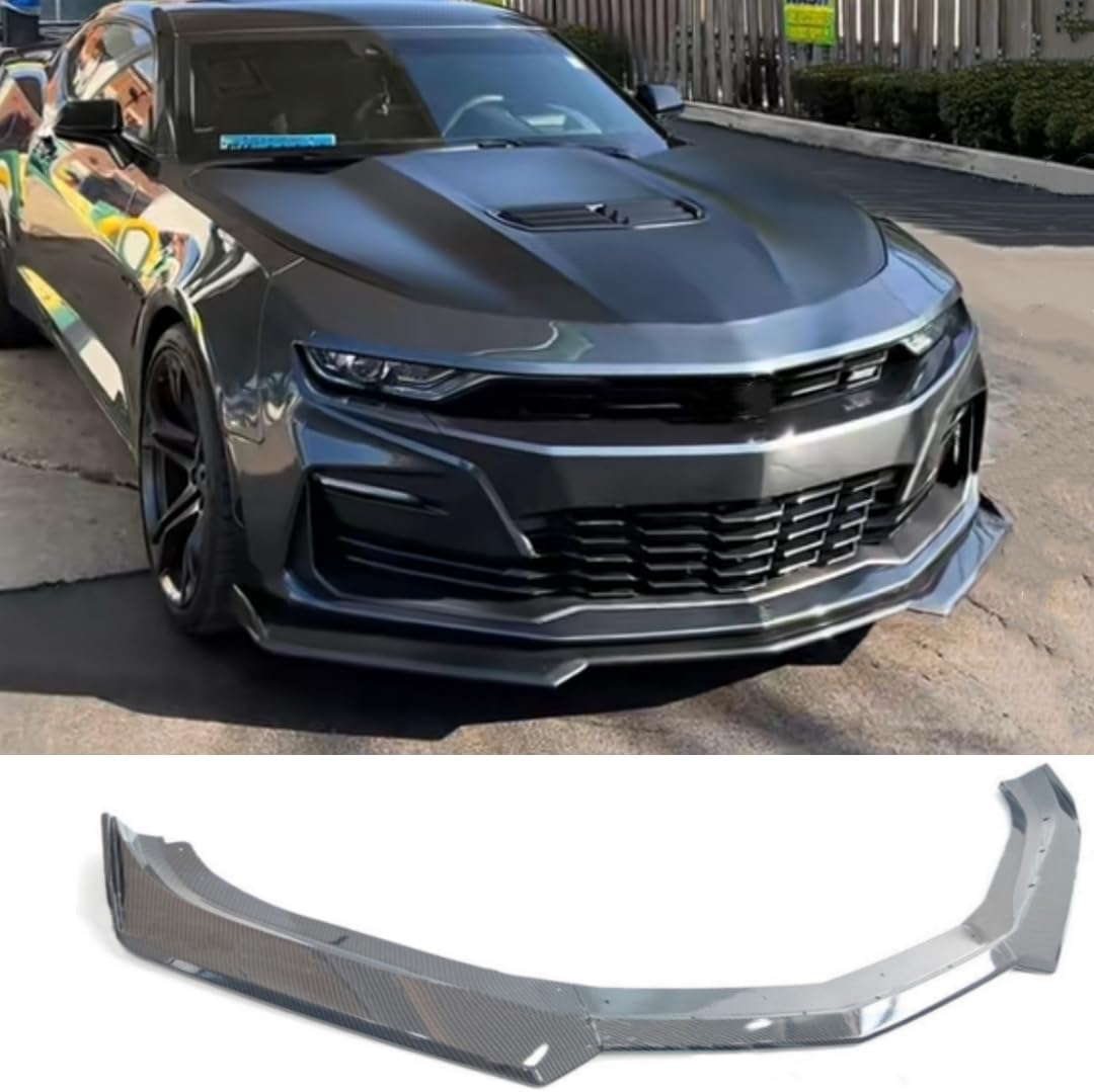 Front Bumper Lip Splitter Spoiler Compatible with 2016-2024 Chevy Camaro SS/ 2019-2024 LT LS RS, Air Chin Body Kit Accessories (Gloss Black)