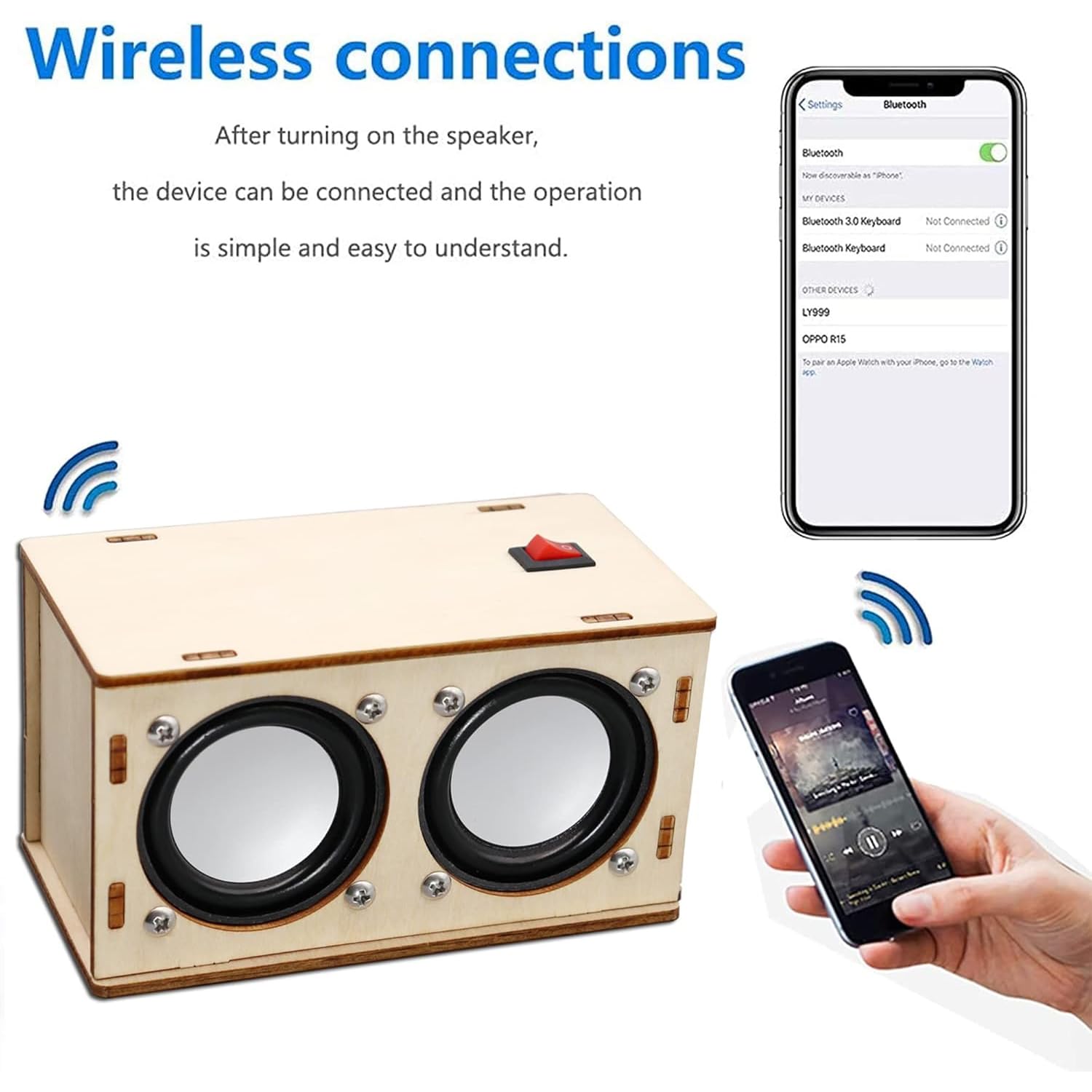 STEM Projects for Kids & Adults Build Your Own Bluetooth Speaker - Science Experiment Electronics Kit, Black, Dual Speakers - Image 2