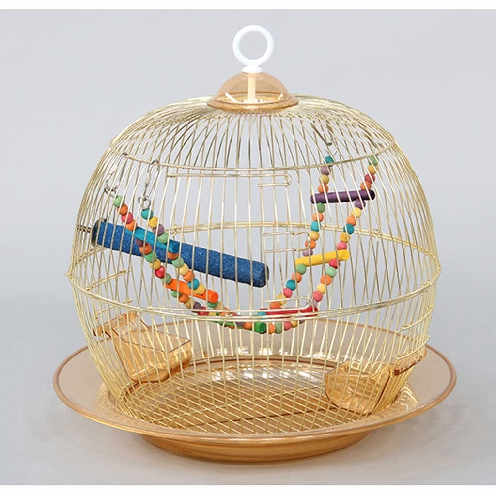 Vogelkäfig Voliere mit Käfig aus Tigerhaut, Vogelkäfig, rund, aus Metall, dekorativer Käfig, Eisen, Galvanik, Vogelkäfig, Zucht, Gold, tragbar und einfach aufzuhängen