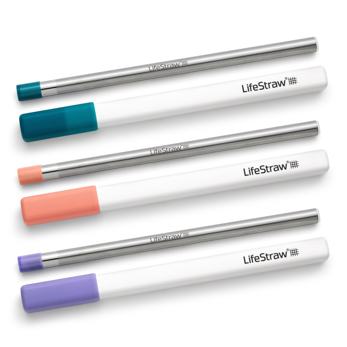 LifeStraw Sip 3-pak, słomka do picia ze stali nierdzewnej wielokrotnego użytku z 3 futerałami, usuwa mikroplastiki, bakterie i pasożyty do podróży i codziennego użytku
