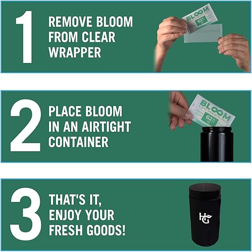 Miniatura 2 de BLOOM Paquetes de 62% de humedad por Herb Guard (paquete de 10)  0.31 oz garantizado para mantener hasta 1 onza fresca durante meses y revivir el