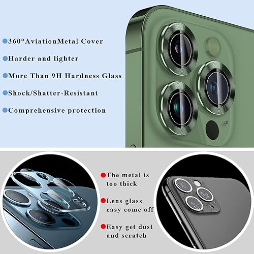 Miniatura 6 de 3+1 (película base) Protector de lente de cámara compatible con iPhone 13 Pro (6.1 pulgadas)Max (6.7 pulgadas), vidrio templado, ultra transparente,