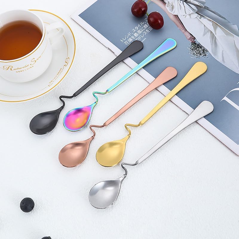 Silverware Flatware Set, 5/20/30/40/50/60pcs S-Shaped Stainless Steel Spoon - Coffee, Honey Stirring, Hanging Cup, Creative Gift(8Set-40Pcs)