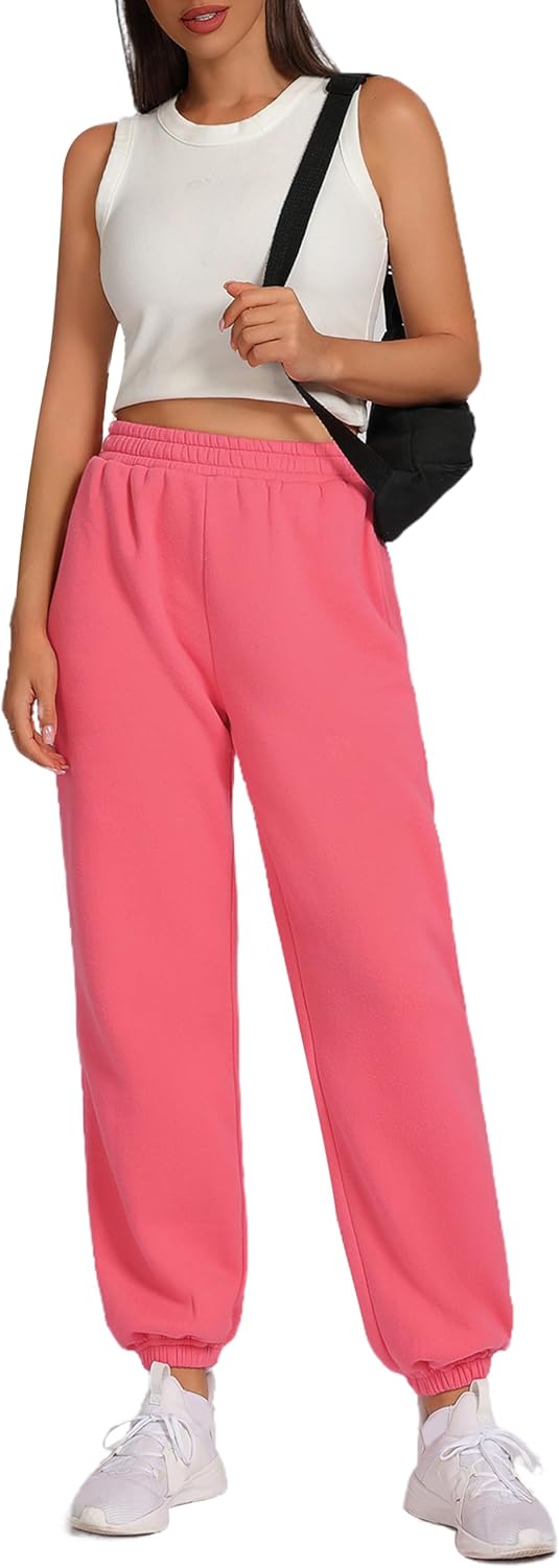 Women's Sweatpants Fleece Lined Baggy Joggers Sweat Pants High Waisted Lounge Cinch Bottoms with Pocket, S-XL - Image 5