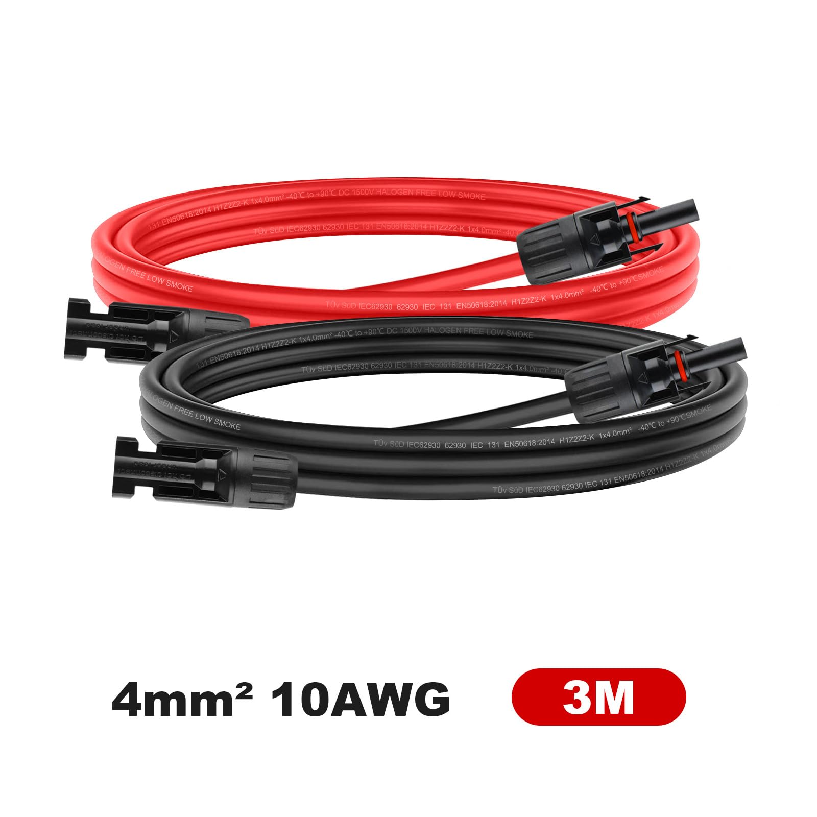 Câble Solaire D'Extension 5M 12AWG - 4MM² - IP68 Étanche - Pour Panneaux Photovoltaïques