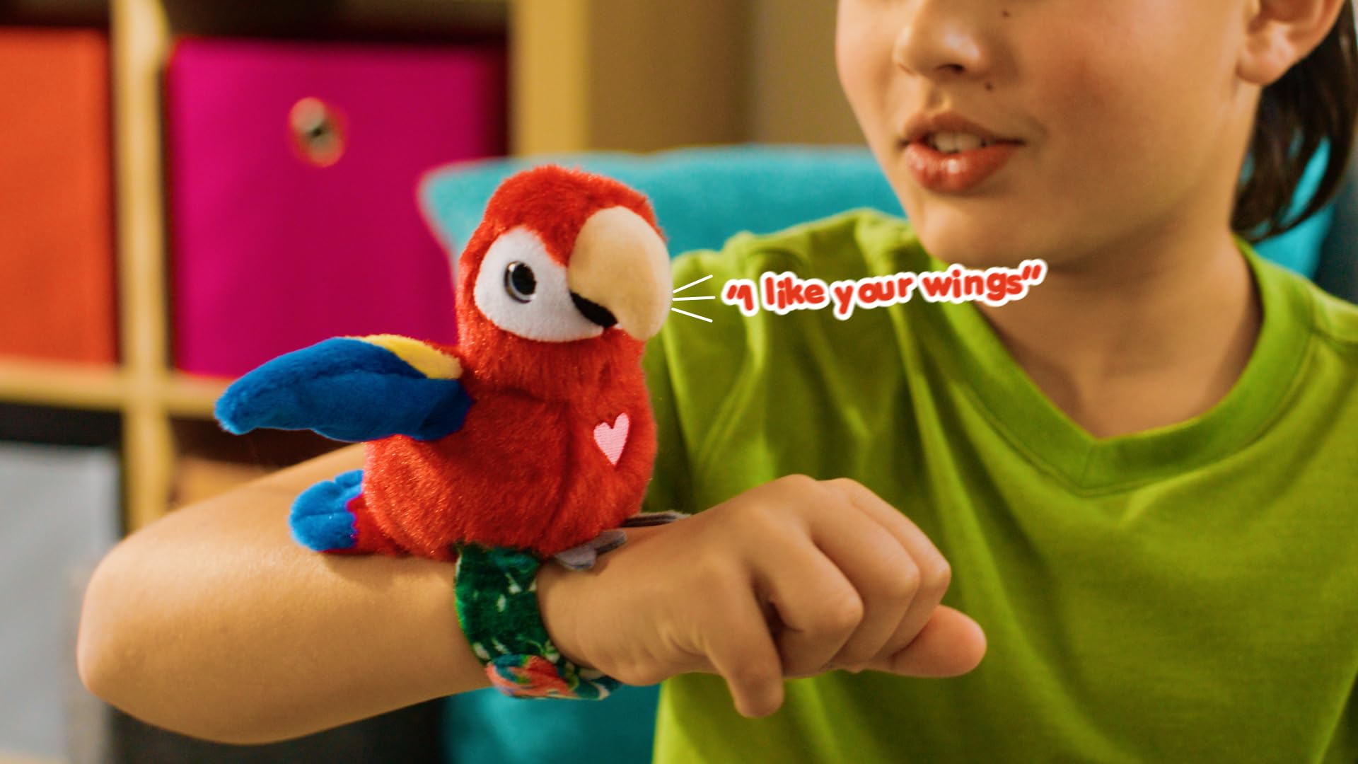 Happy Yappers Red Parrot Interactive Plush Bird, Talking Toy with Wing Flapping, Repeating Toy that Mimics Words & Sings - Image 4