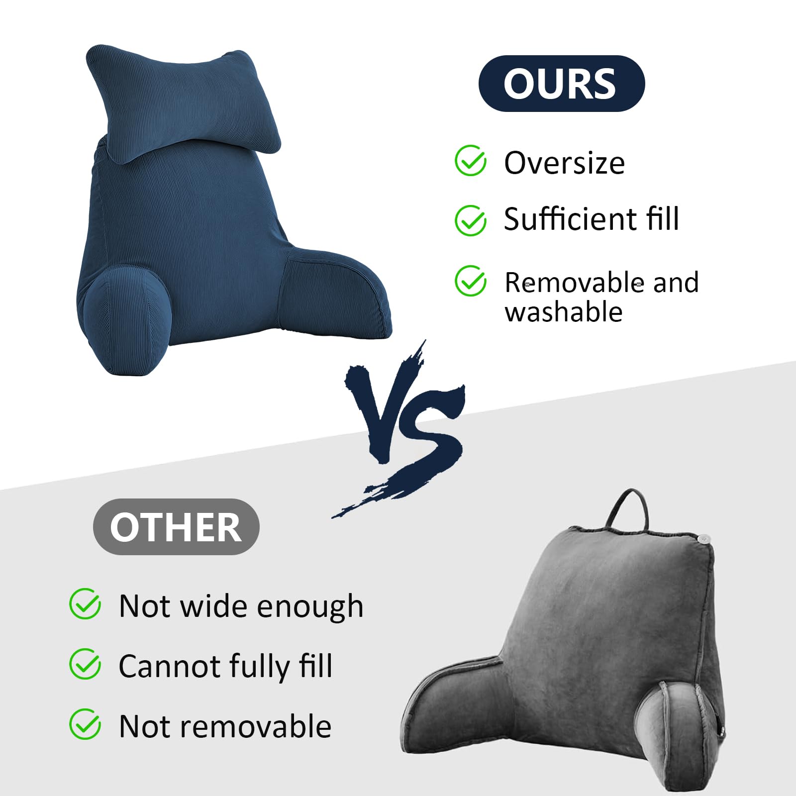 Cojín de apoyo lumbar con reposabrazos, cómodo cojín de lectura para cama y sofá, soporte ergonómico para la espalda para adultos, ideal para leer, jugar, ver la televisión y relajarse tiempo libre