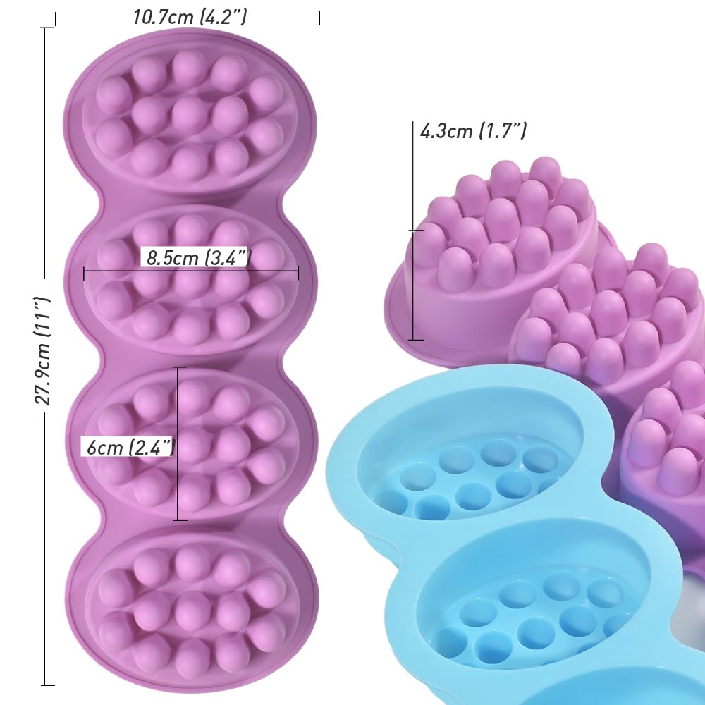 Newk Massage-Seifenformen, 142 ml, 4 Packungen Silikonform für die Herstellung von Haarriegeln, Rosmarin-Wasser-Haarmassagegeräten, Shampoo-Riegeln und Lotion-Riegeln