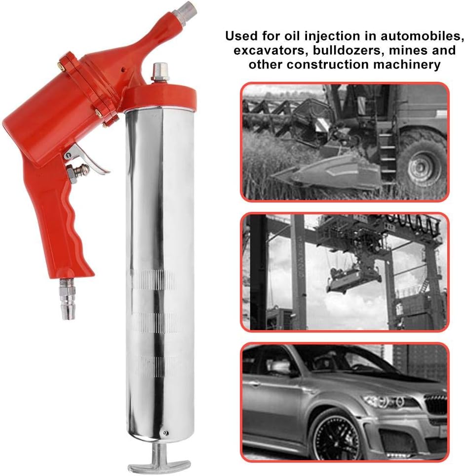 1/4" 400cc Pneumatic Grease Gun Heavy Duty Zinc Pistol-Grip Air Greaser Cartridge Greasing Tool, 2800-5600PSI