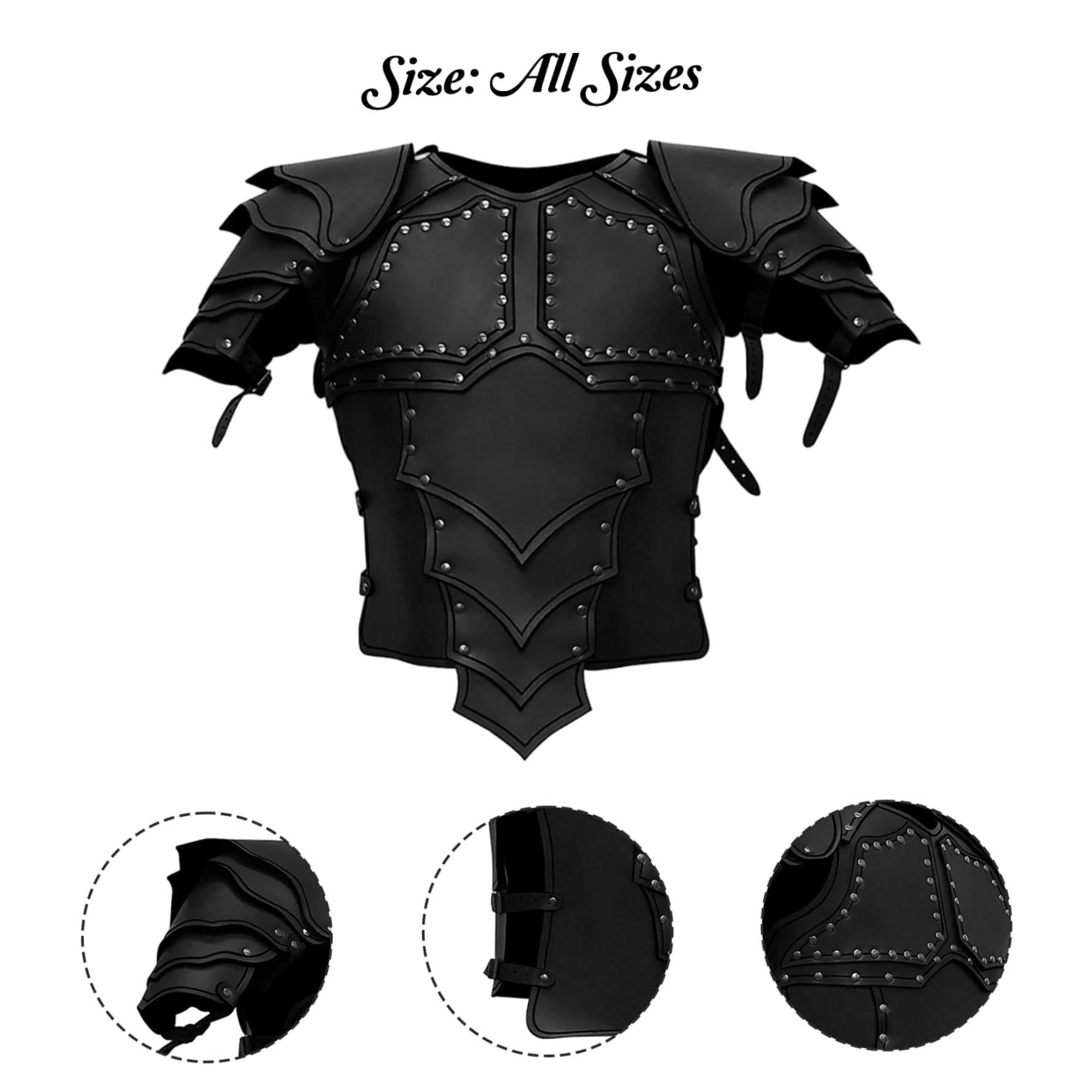 Armatura da Cavaliere Medievale, Armatura Toracica in Pelle PU per Uomo, Costume da pettorale Vichingo Regolabile per la Festa Cosplay di Halloween