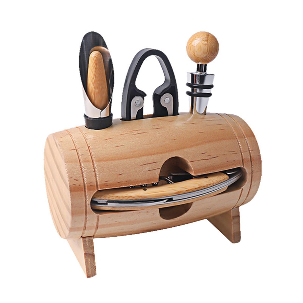 Set di accessori per vino a forma di botte, set di cavatappi, accessori per vino, apribottiglie da sommelier con apribottiglie per la decorazione della casa e delle feste