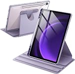 JETech Rotating Case for Samsung Galaxy Tab S10 Lite / S10 FE / S9 FE 10.9-Inch / S9 11-Inch with S Pen Holder, 360 Degree Rotation Protective Stand Cover Clear Back, Auto Wake/Sleep (Black)