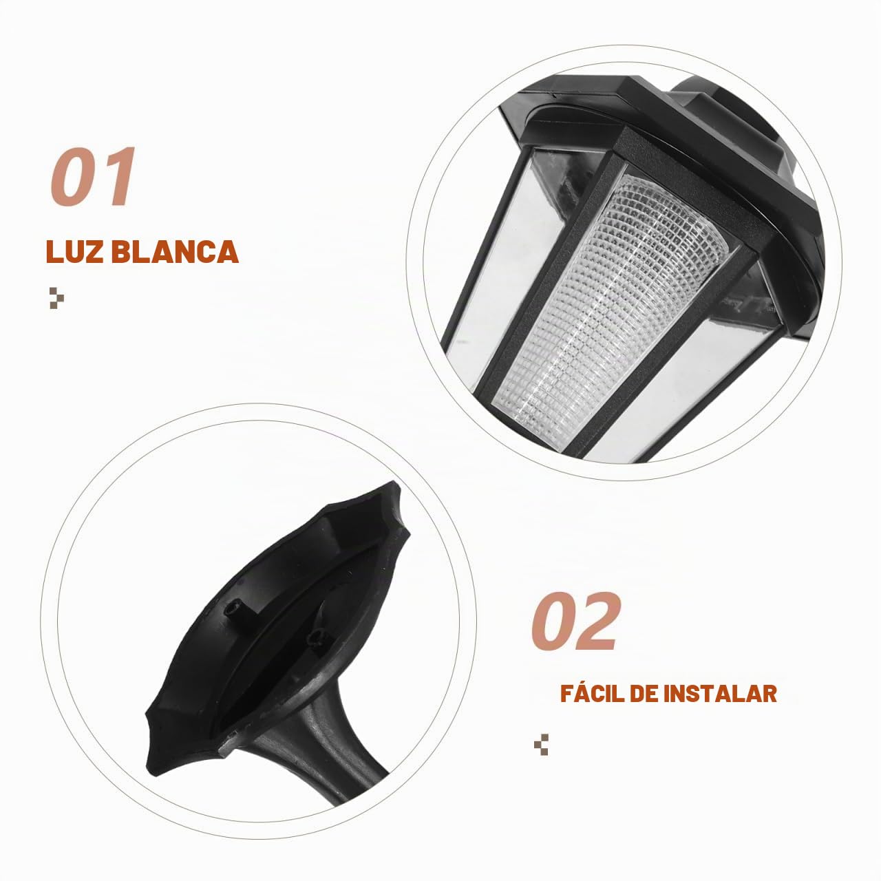 OSALADI Lámpara De Pared Con Energía Solar Para Exterior Luz Solar Pared Exterior Para Jardín Patio Y Pasillo Aplique Decorativo Blanco 6.29X5.11X11.02 Pulgadas
