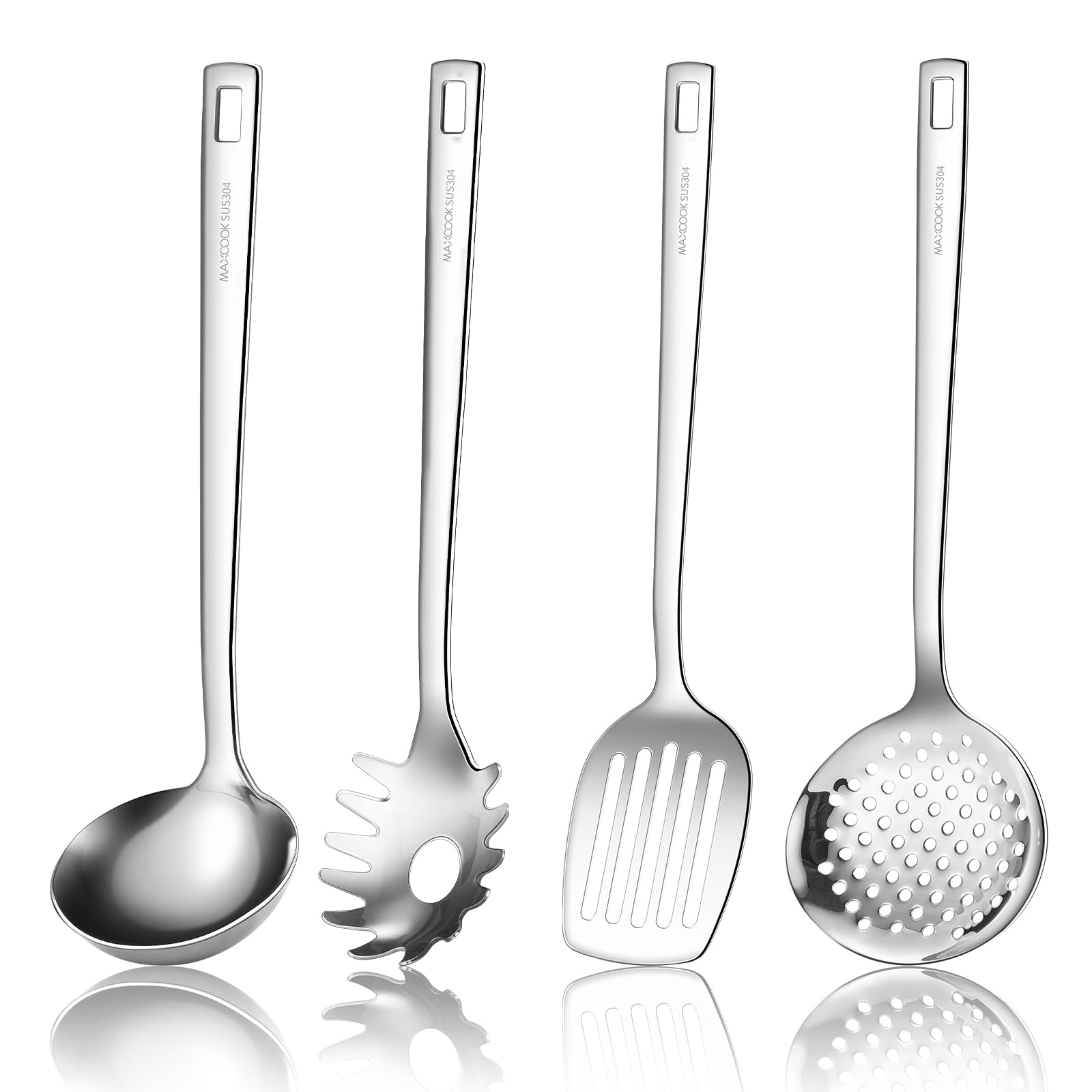 MAXCOOK Stainless Steel Kitchen Utensil Set of 4 (Silver)