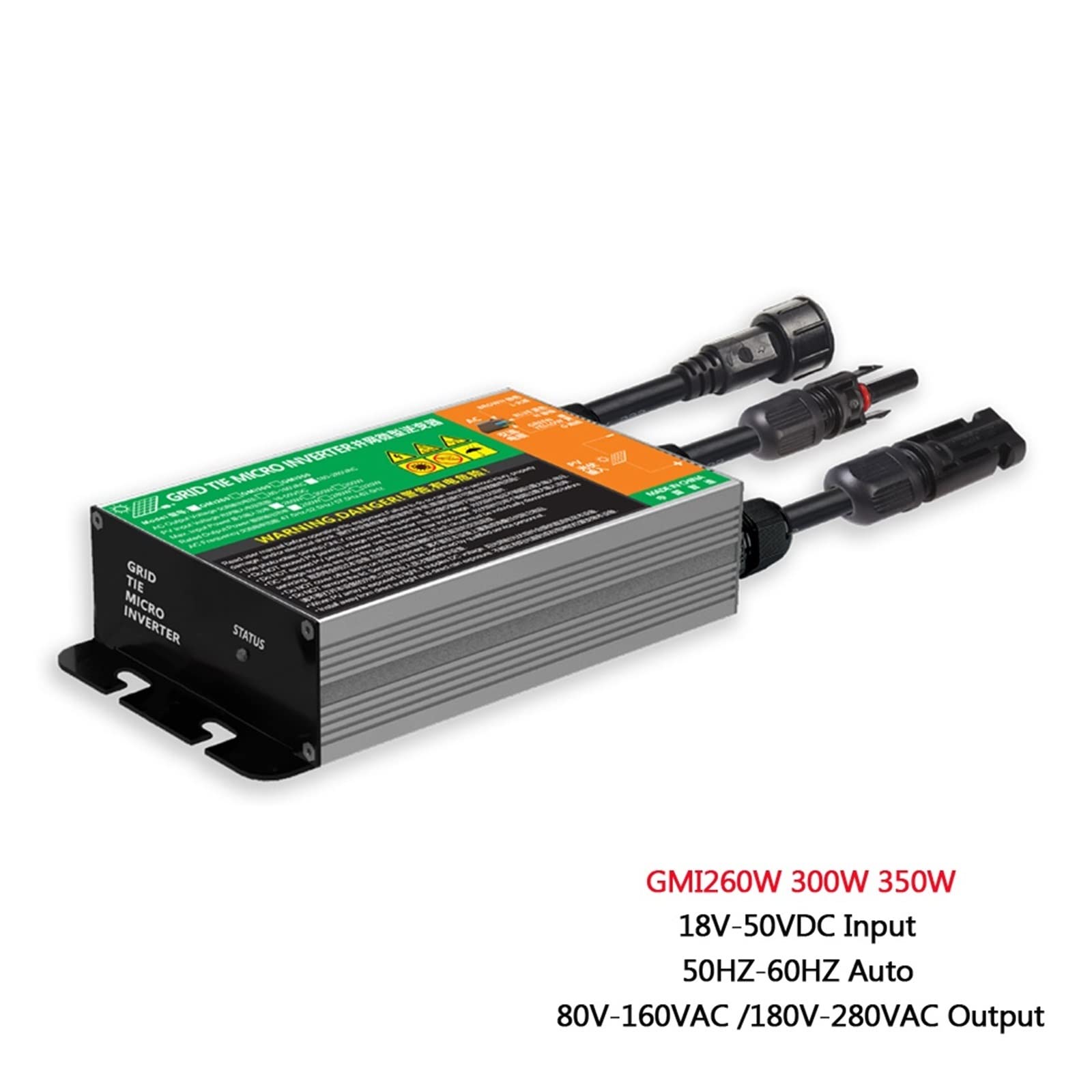 Seria 260 W 300 W 350 W Solar Grid Tie Micro Waterproof Inverter DC 18V-50V do AC110V-230V 50HZ/60HZ Solar PV Inverter (Gmi260w, 18V-50VDC-180V-280VAC)
