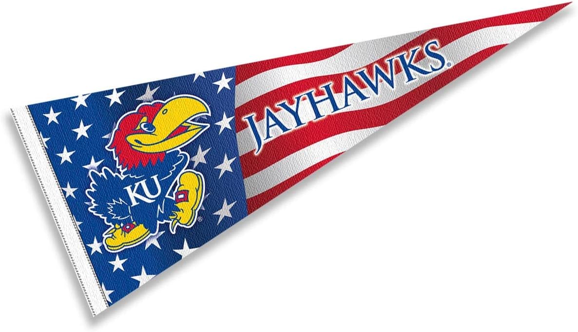 Kansas KU Jayhawks Nation USA Stars and Stripes Pennant Pennant Banner Flag