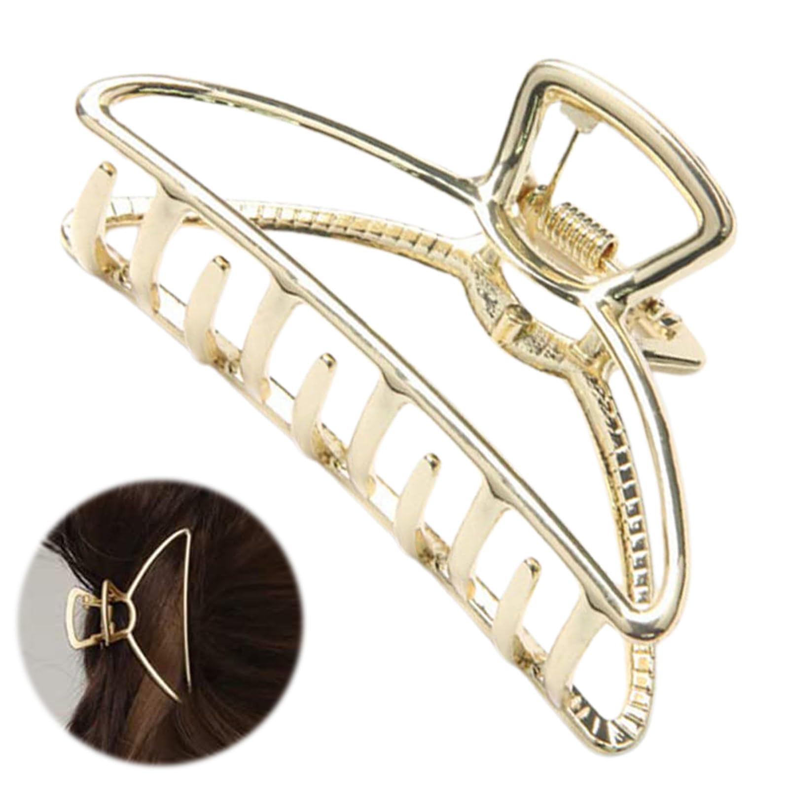 Large Claw Clip for Thick Hair - Big Open Shape Gold Hair Clips for Women