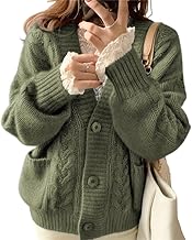 Sueeya Women's Cardigan, Ribbed, Knit, V-neck, Bolero, Cable Knit, Outerwear, Long Sleeve, Loose, Top, Adult, Cute, Women's, Plain, Thermal, Autumn, Winter, Commuting, Everyday Wear