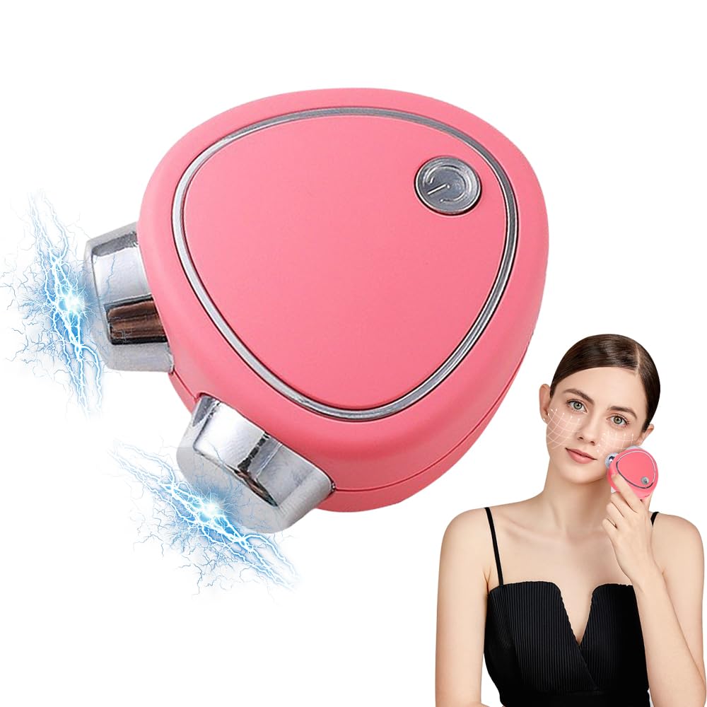 NAVESO Masajeador Facial Microcorriente, Rodillo Facial de Microcorriente, Dispositivo Microcorriente Facial, Microcurrent Facial Lifting Device, Rodillo Masaje Facial Microcorrientes Recargable, Rosa