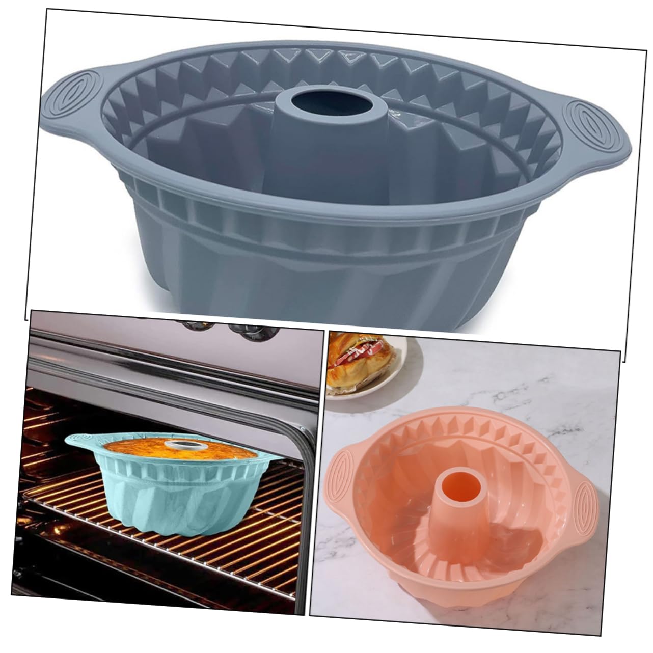 Mobestech 3piezas Molde Redondo De Silicona para Pasteles Antiadherente para Hornear Mousse De Herramientas para Hornear Pastel Casa Molde De Tubo Acanalado para Bizcochos