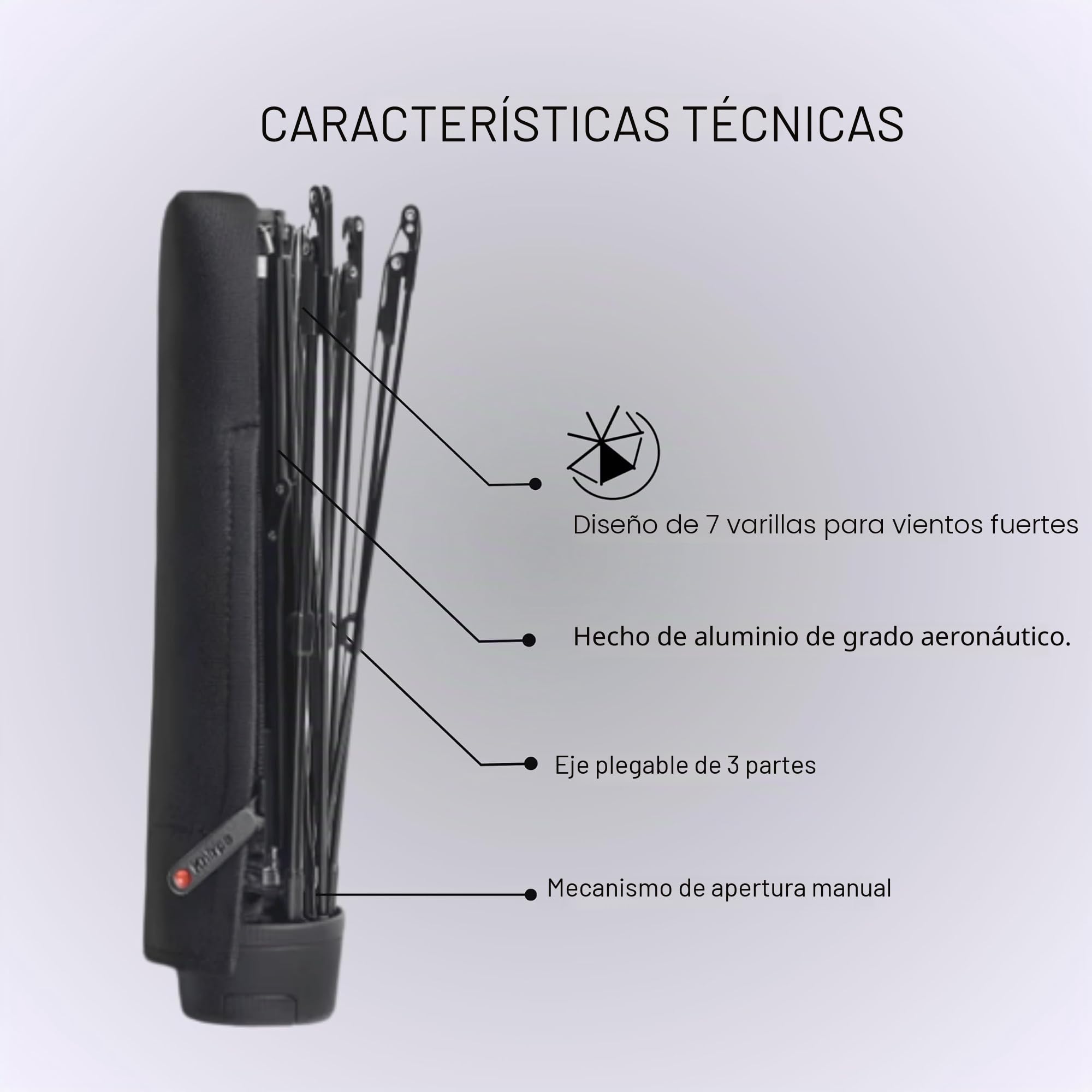 Knirps T.020 - Paraguas de bolsillo (19,5 cm), negro, One Size, Compacto y moderno