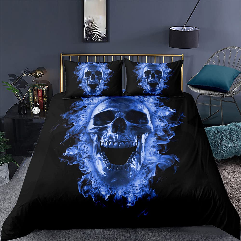 Housse de couette motif tête de mort en microfibre respirante 200x200