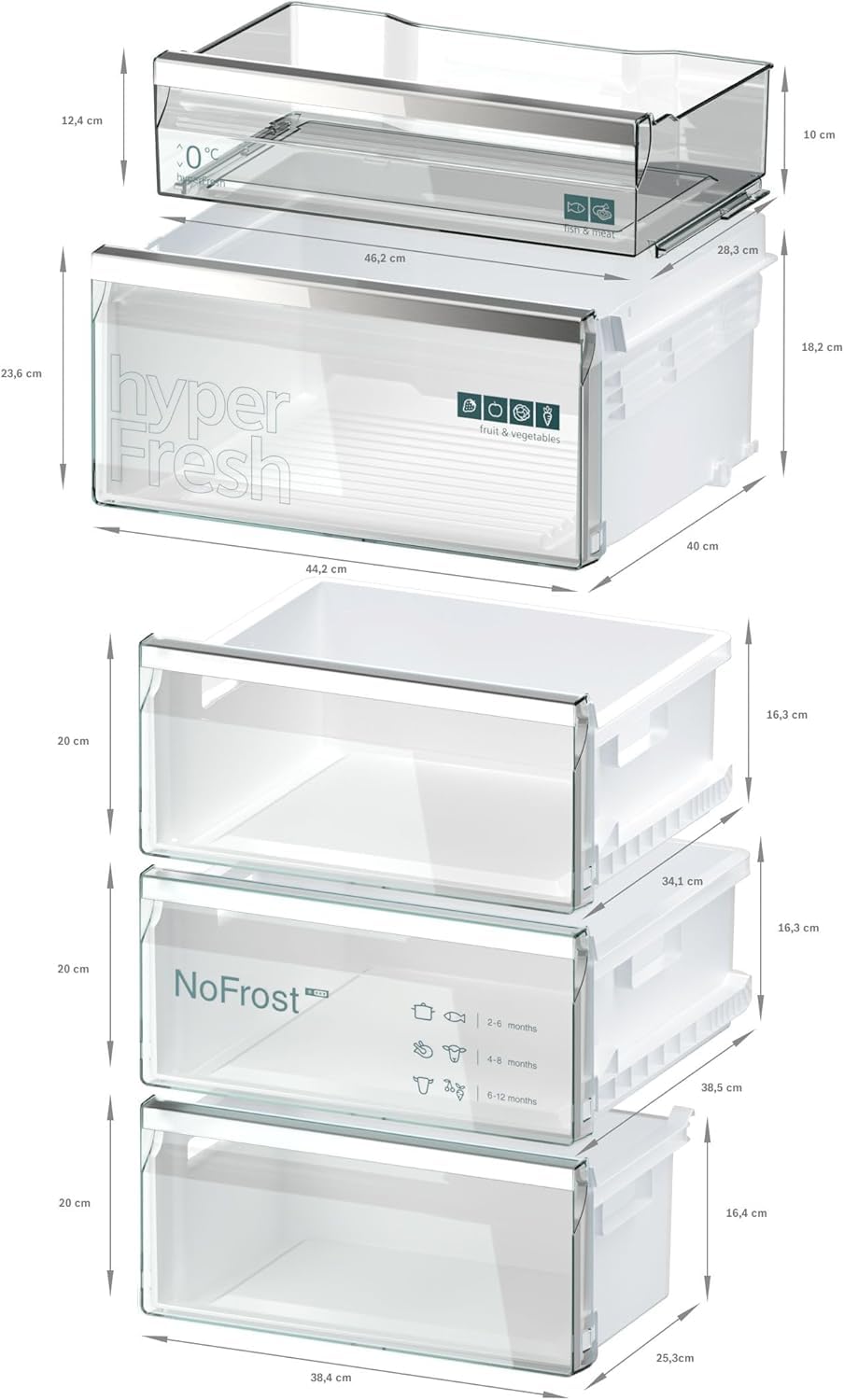 Siemens iQ500 KG39NAIAU Freistehende Kühl-Gefrier-Kombination 363 l Total noFrost hyperFresh LED Beleuchtung 203 x 60 cm Gebürsteter Stahl AntiFingerprint
