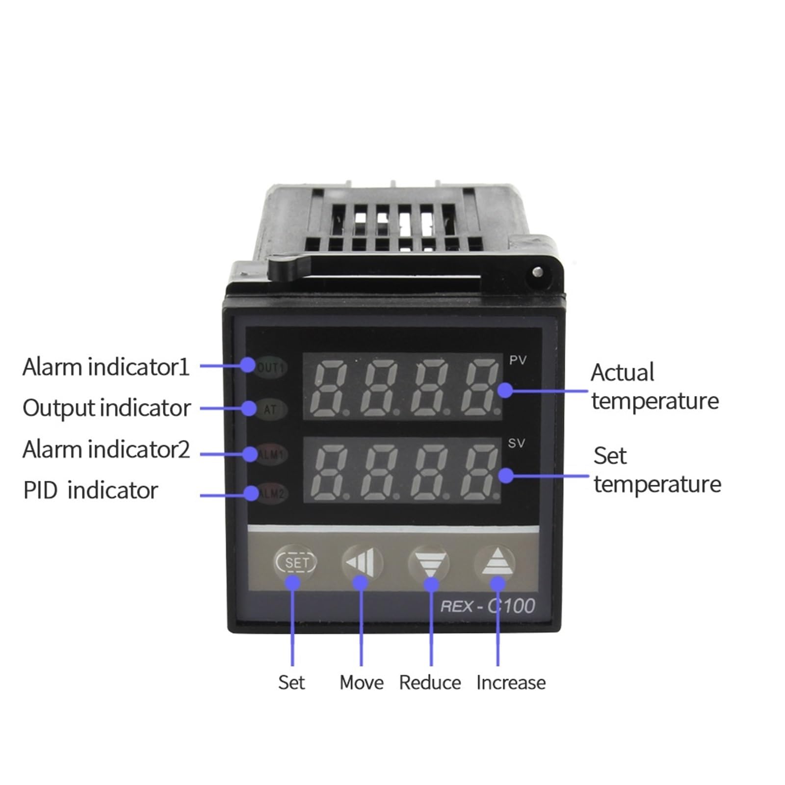 REX-C100 PID K Regolatore di temperatura Display digitale Termostato 110 V-240 V + Relè SSR 40A + Sonda termocoppia 1M K + Dissipatore di calore(C100 SSR Output)