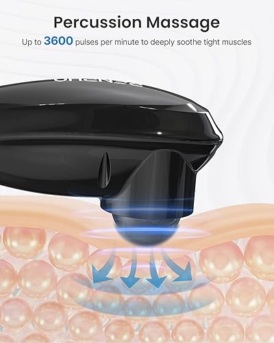 Miniatura 3 de RENPHO Masajeador de espalda de mano recargable, herramienta de masaje de cuello eléctrica inalámbrica para hombros, pies, piernas, pantorrillas