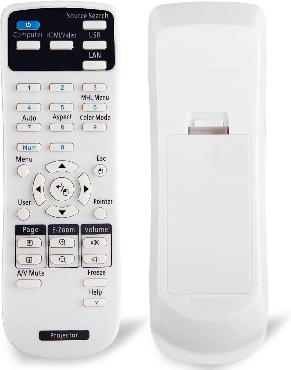 Universal Projector Remote Control – Compatible with Home Cinema, PowerLite, EB-, EX, VS, H, BrightLink & EMP-Series Projectors, Easy Setup, Reliable Operation
