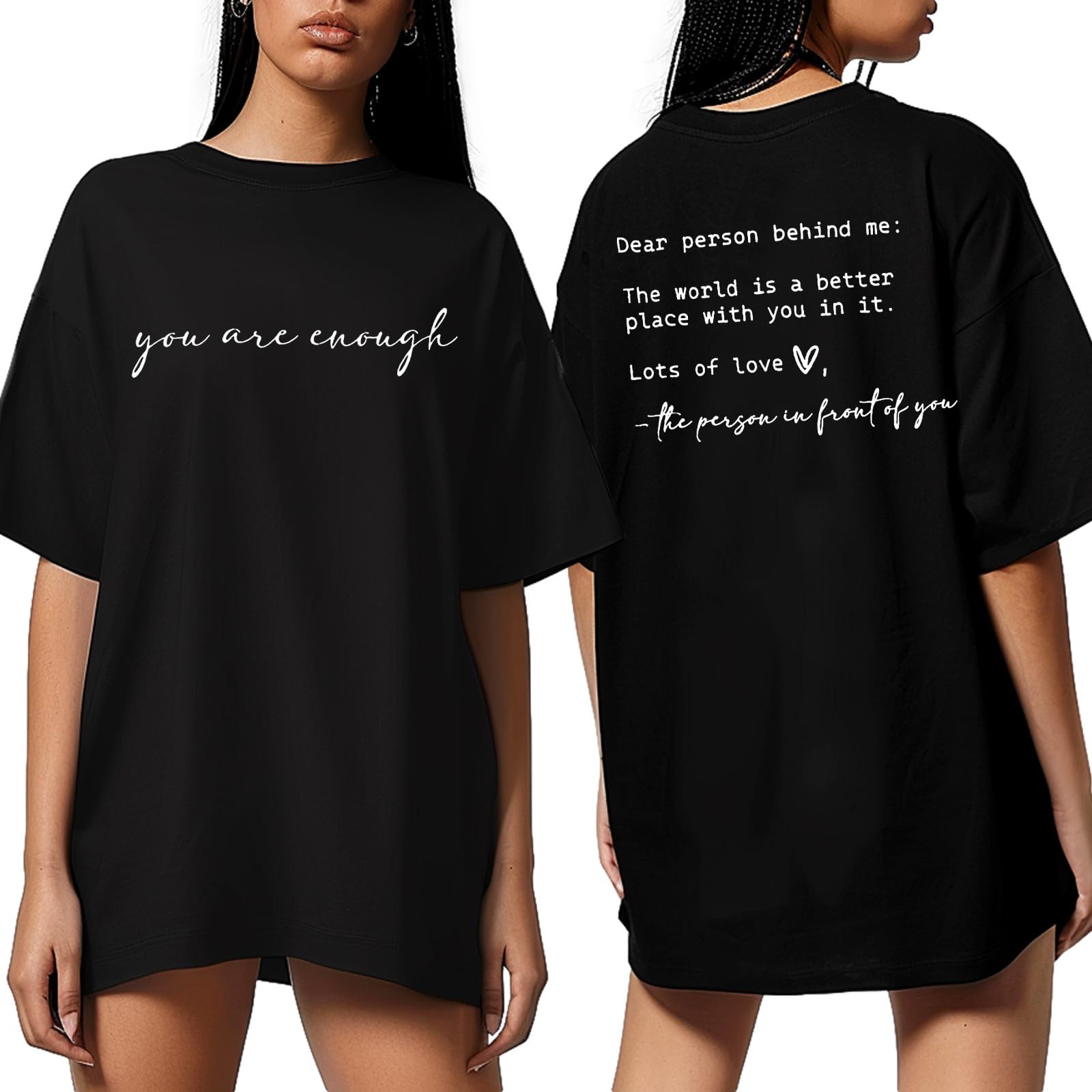 COLORFUL BLINGBe Kind You are Enough You Matter Dear Person Behind Me Print Tshirt Women O Neck Shirt Inspirational Casual Tee Tops