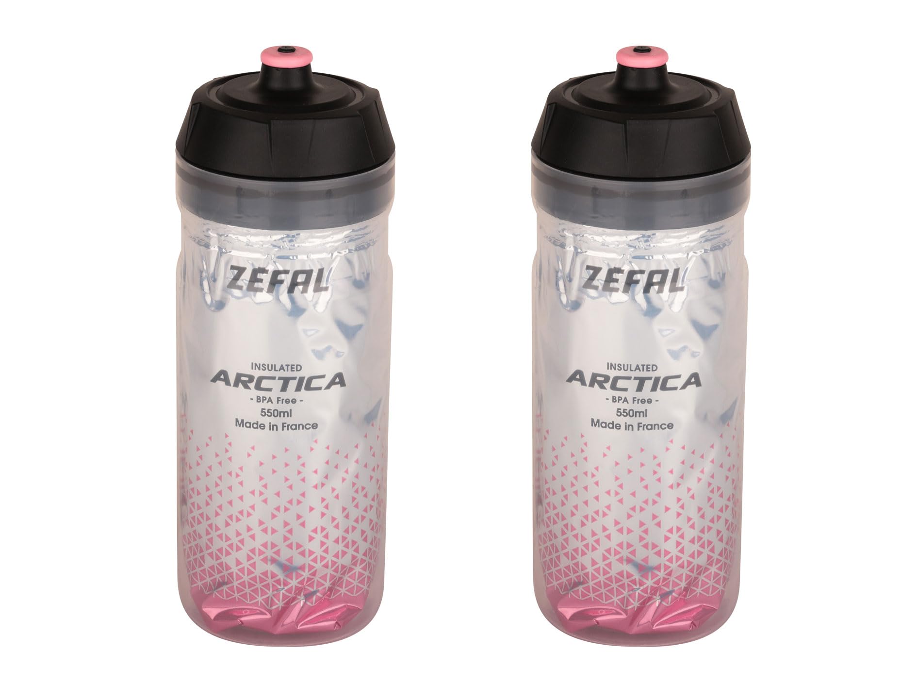 Zefal Silver/Pale Pink Arctica 55 Pack Of Two 550 Ml Bicycle Bottles, Isothermal, Odourless And Waterproof, Sports Bottle Bpa Free –