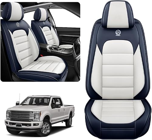 Fundas de asiento para Ford F250 2011-2024, protectores de asiento impermeables de piel de napa con tacto suave, fundas interiores compatibles con