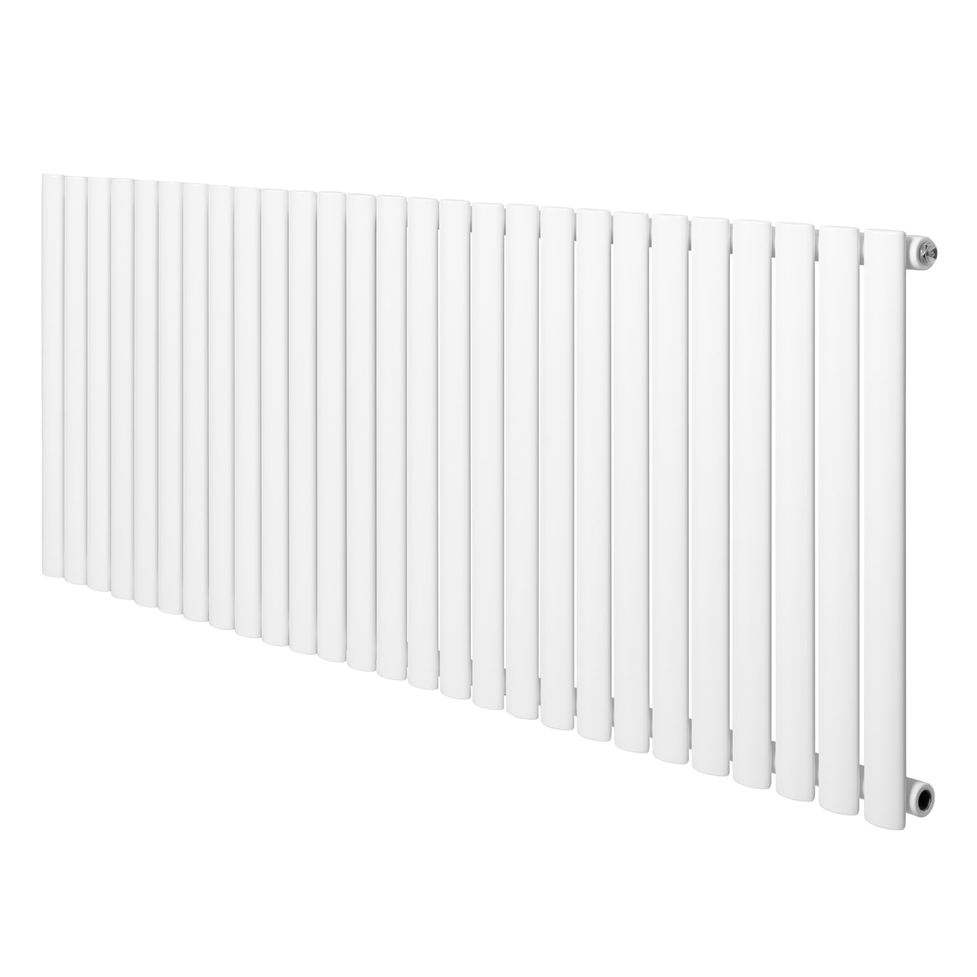 Oval Single Column Radiator 600 x 1620mm Modern Designer Single Panel Central Heating Heater Gloss White Carbon Steel Horizontal Kitchen Living Room FREE Cleaning Brush Fixing Kit & Brackets
