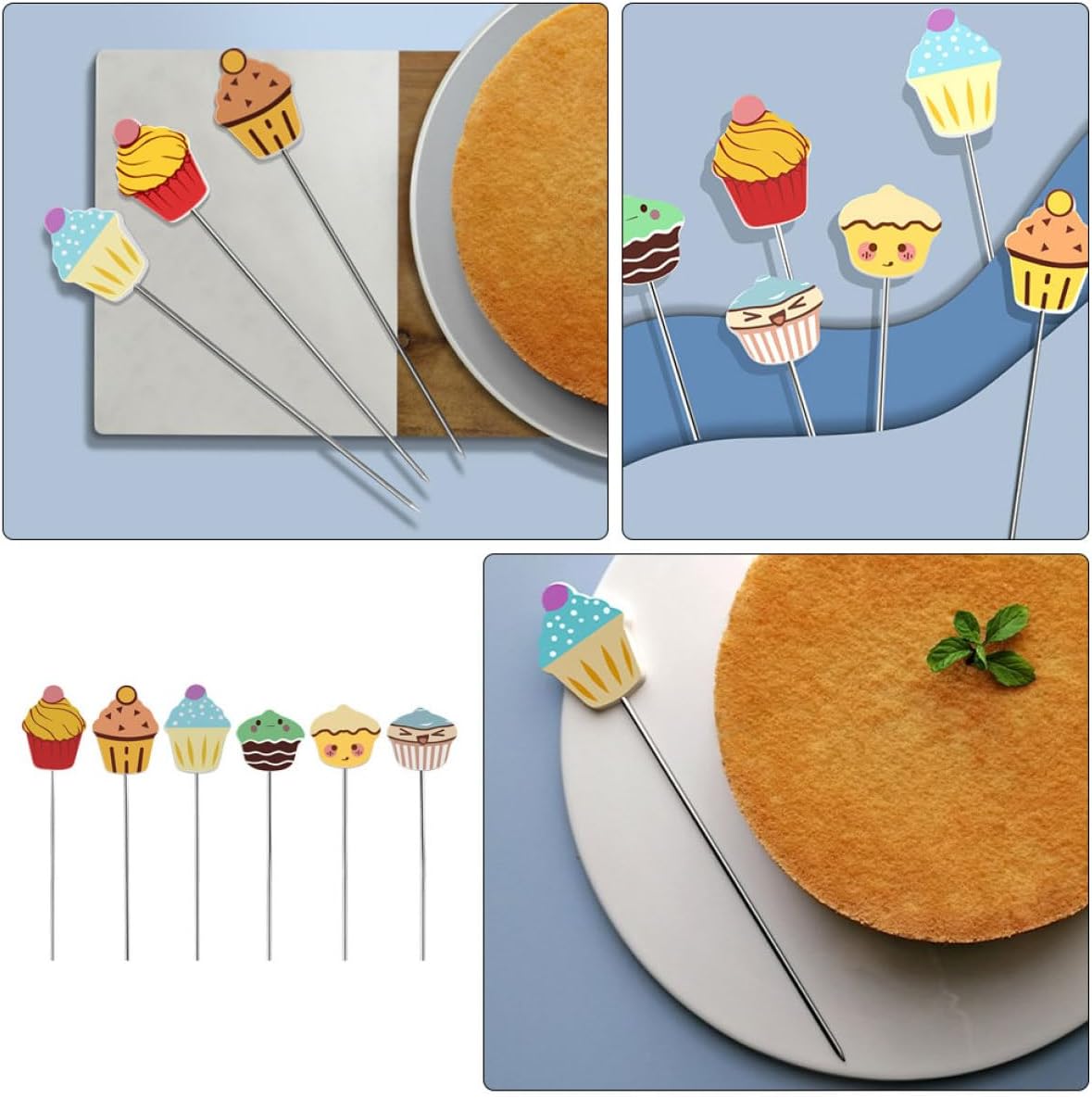 6pcs Stainless Steel Cake Testing Needles Baking Tester Tool for Precise Doneness Check of Cakes Muffins and Cookies for Home Bakers and Professionals