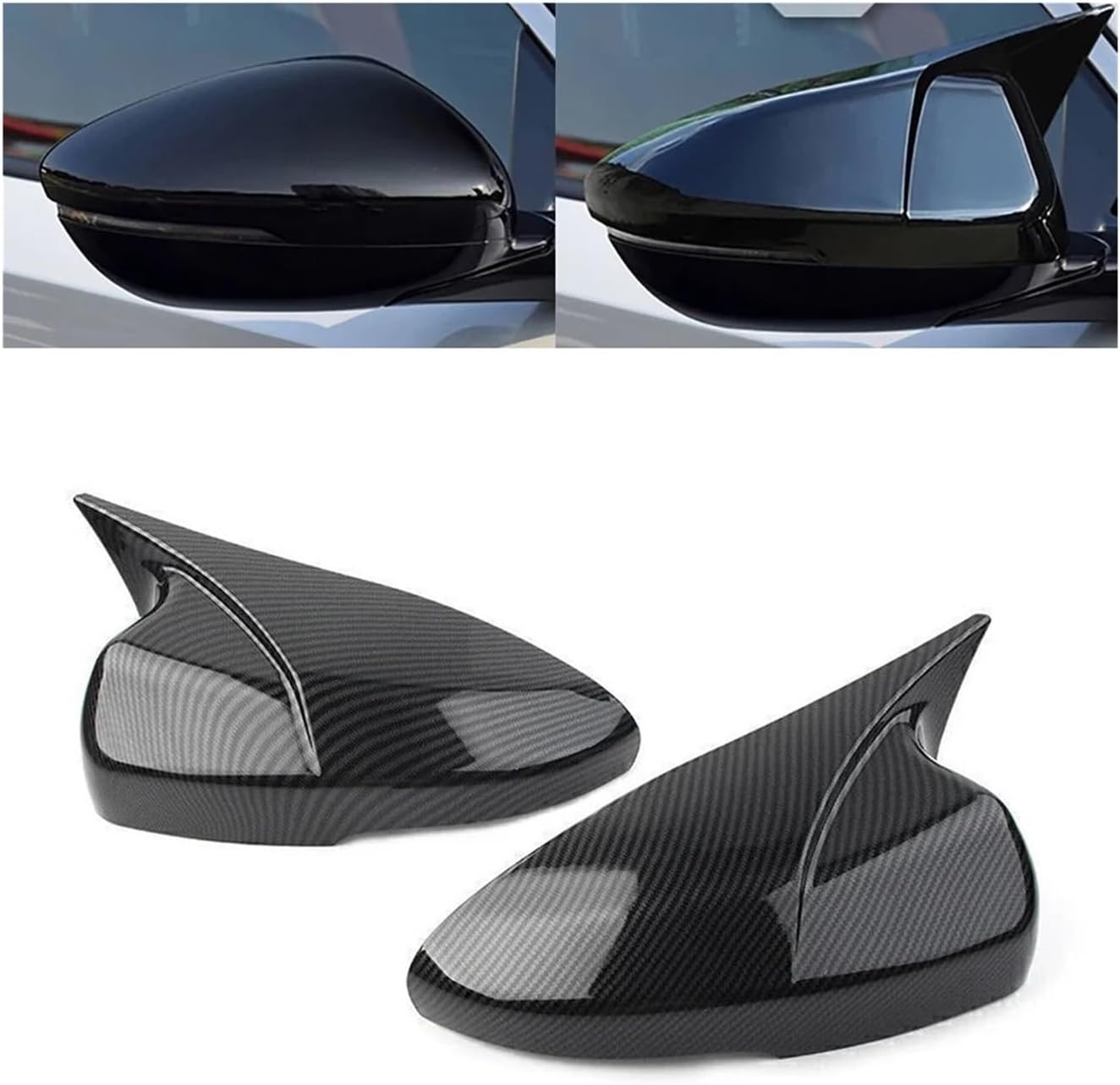 Compatible For Accord 10th 2018-2023 Car Rearview Side Mirror Cover Wing Cap Exterior Sticker Door Rear View Case Trim Carbon Fiber (Color : Gloss Black)