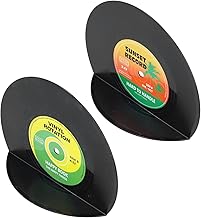 Aparadores de livros para prateleiras, extremidades decorativas de livros em formato de disco de CD para livros pesados, suporte de prateleira de livros de escritório em casa