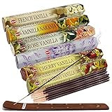 Hem Incense Sticks Variety Pack #18 and Incense Stick Holder Bundle with 6 Vanilla Fragrances