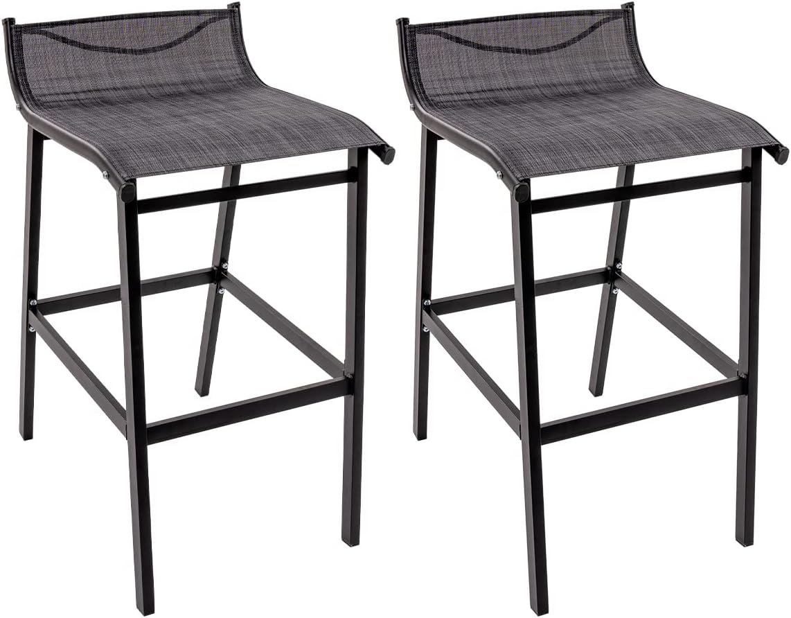Lagoon Sensilla Gray Stackable Resin Counter Stool 2Pcs/Set Home & Kitchen