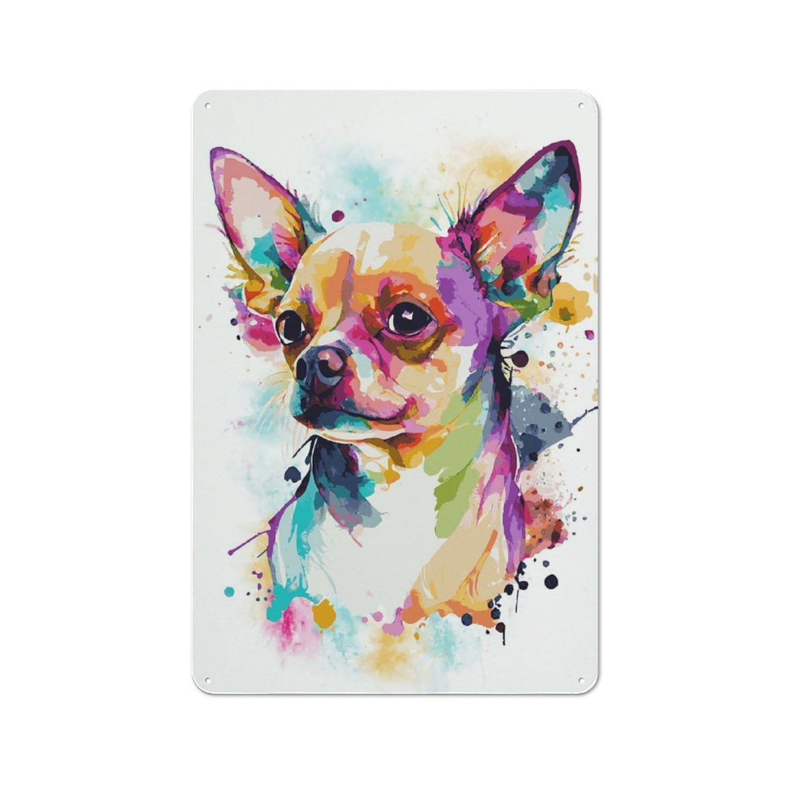 Junmoney Style-3 Tin Wall Plaque 30X20cm With Abstract Chihuahua Dog For Hallway Wall, With Clear Retro Wall Decor Character
